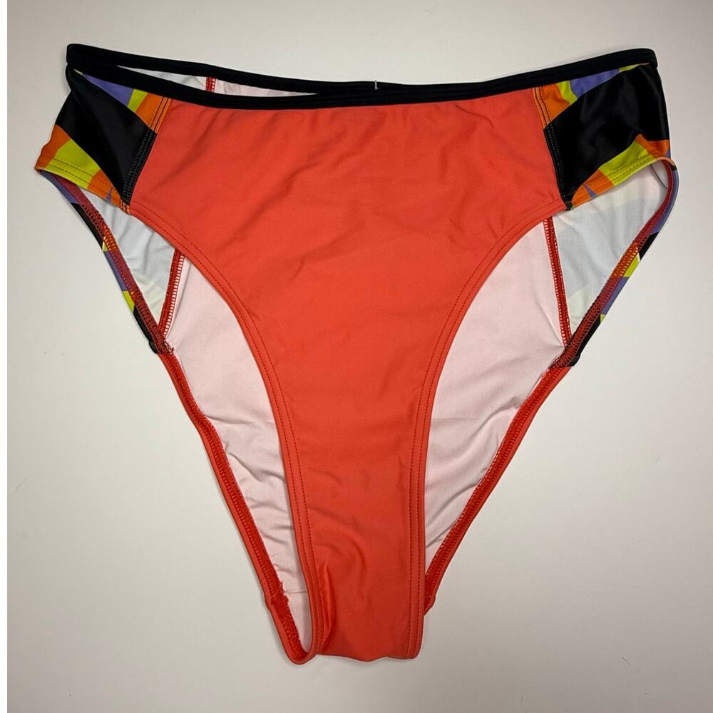 NWT Andrea Iyamah Pull On Mid-Rise Bikini Bottom Orange Women Size XL Beach Swim